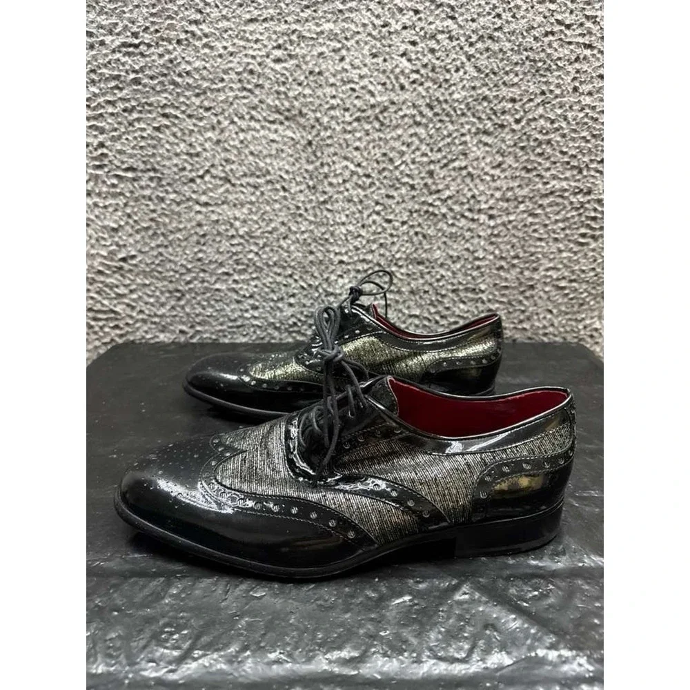 Jean-Michel Cazabat Lace-Up Leather Wingtip Oxfords Black Mens Size 41.5‎ EU